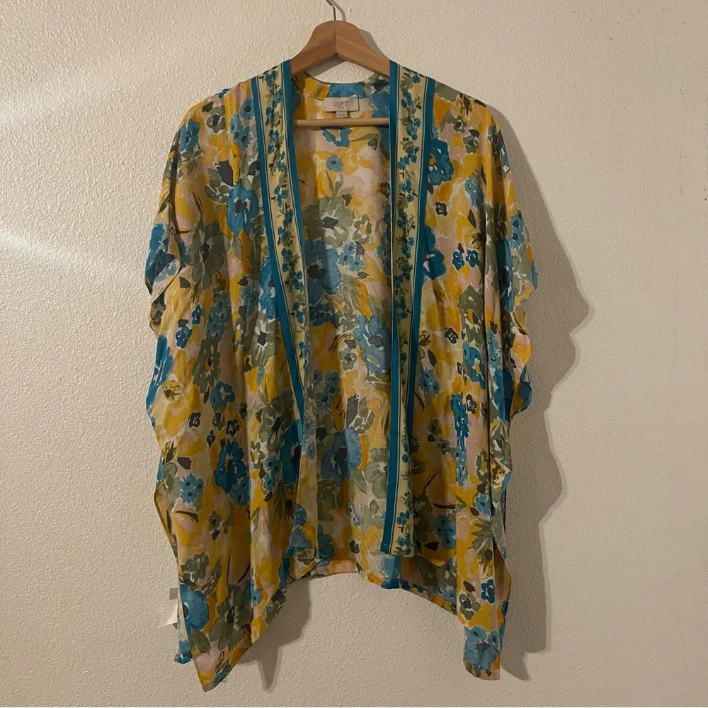 LOFT Floral Cardigan Coverup Kimono One size